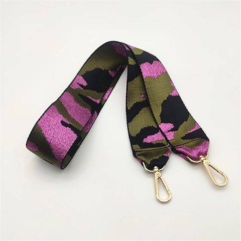 Mode Breiter Polyester Taschengurt Ersatz Schultergurt Mit Camouflage Regenbogenmuster Metall Karabinerverschluss Taschenzubehör