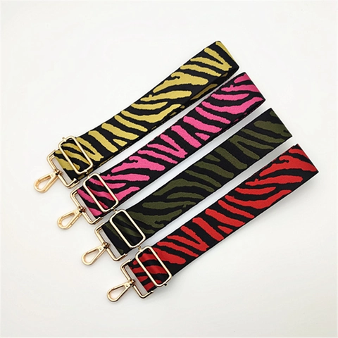 Adjustable Wide Polyester Bag Strap Zebra Pattern Replacement Shoulder Strap For Handbags Women Fashion Woven Belt Replacement Accessories