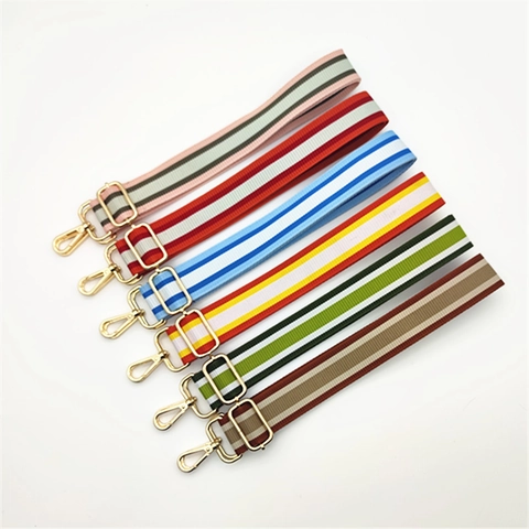 Bunt Gestreift Verstellbar Ersatz Taschengurt Breit Canvas Gurt Schultergurt Legierung Schnalle Für Damen Handtaschen Umhängetasche