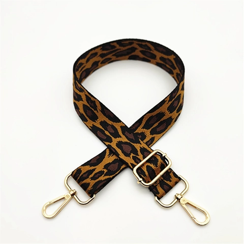 Leopard Print Wide Shoulder Strap For Bags Polyester Adjustable Replacement Crossbody Purse Strap With Metal Buckles