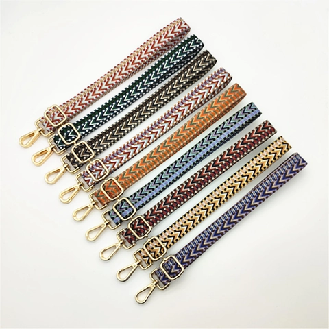 Bohemian Geometric Woven Bag Strap Adjustable Polyester Replacement Shoulder Crossbody Strap For Women Handbags Accessories