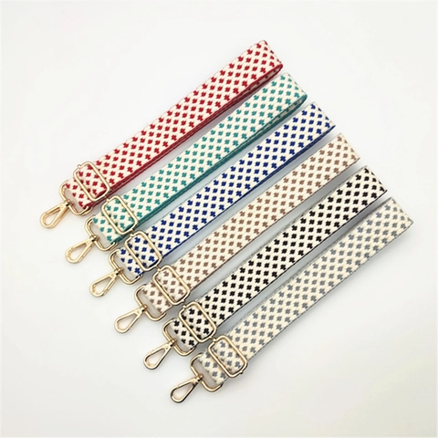 Adjustable Wide Bag Strap Geometric Pattern Replacement Shoulder Strap Polyester Crossbody Belt For Women Purses Handbags Accessory