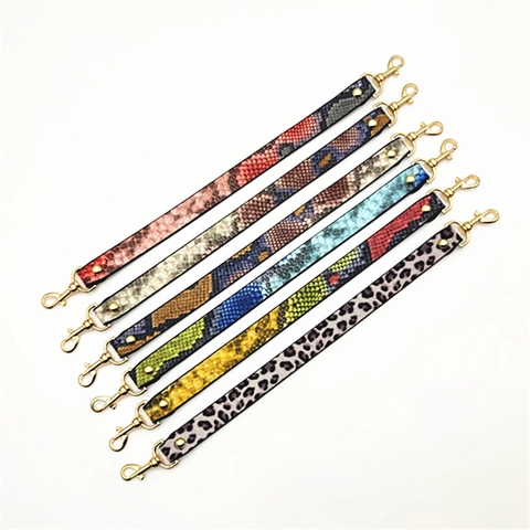 PU Leather Bag Strap Women Replacement Shoulder Strap Leopard Snake Skin Pattern Animal Print Handbag Handle With Gold Lobster Clasp