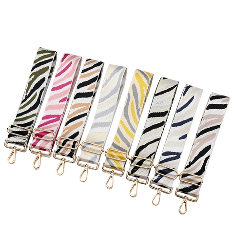 Adjustable Zebra Pattern Bag Strap Wide Replacement Shoulder Strap For Women Handbags Crossbody Bag Accessories With Metal Buckles