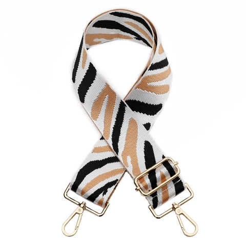 Adjustable Zebra Pattern Bag Strap Wide Replacement Shoulder Strap For Women Handbags Crossbody Bag Accessories With Metal Buckles