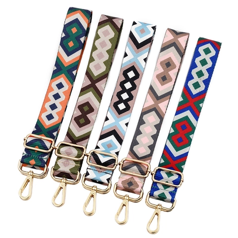Tracolla per Borse a Motivo Geometrico a Rombi Etnici Tracolla Regolabile Larga in Poliestere per Accessori Borse da Donna Cinturino di Ricambio con Fibbia in Metallo