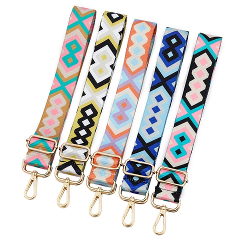Tracolla per Borse a Motivo Geometrico a Rombi Etnici Tracolla Regolabile Larga in Poliestere per Accessori Borse da Donna Cinturino di Ricambio con Fibbia in Metallo
