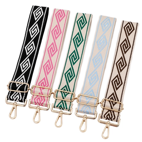 Bohemian Geometric Rhombus Woven Shoulder Strap For Women Crossbody Handbag Adjustable Wide Replacement Purse Strap Accessory