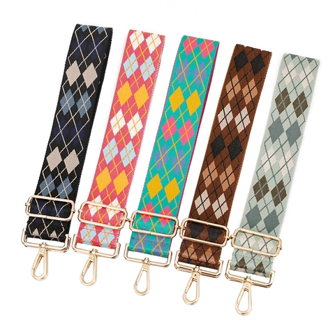 Argyle Pattern Jacquard Bag Strap Wide Replacement Shoulder Belt For Crossbody Bags Women Adjustable Fashion Accessory