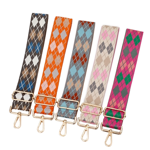 Argyle Pattern Jacquard Bag Strap Wide Replacement Shoulder Belt For Crossbody Bags Women Adjustable Fashion Accessory