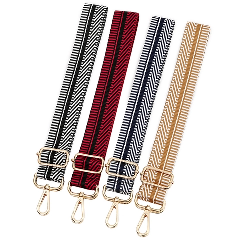Adjustable Wide Shoulder Bag Strap Replacement Polyester Jacquard Striped Herringbone Crossbody Handbag Accessories