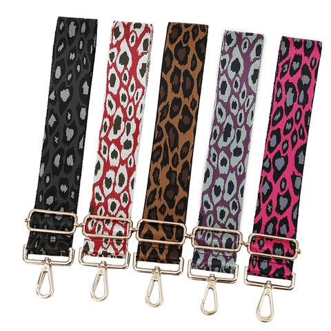 Verstellbarer Breiter Schultergurt Für Damen Leopardenmuster Ersatz-Taschengurt Jacquard Polyester-Gurt Mit Metallschnallen