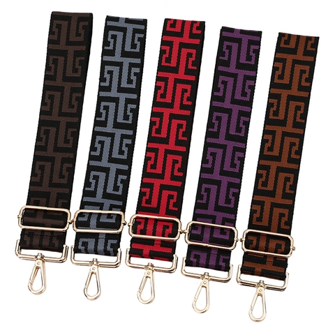 Breiter Verstellbarer Taschengurt Polyester Jacquard Labyrinth Muster Ersatz Schultergurt Für Handtasche Crossbody Tasche Zubehör