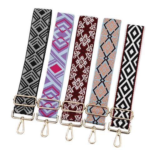 Tracolla Larga in Jacquard Etnico Regolabile Sostitutiva a Rombo Geometrico per Borse a Tracolla da Donna Accessori