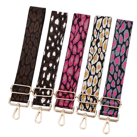 Verstellbarer Leopard Print Breiter Taschengurt Polyester Ersatz Schultergurt Für Umhängetaschen Mit Metallhaken