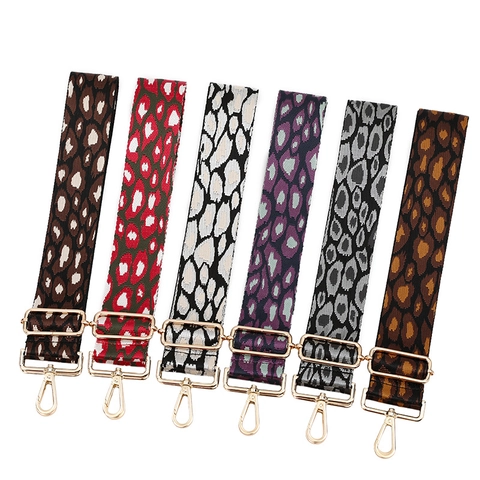 Verstellbarer Leopard Print Breiter Taschengurt Polyester Ersatz Schultergurt Für Umhängetaschen Mit Metallhaken
