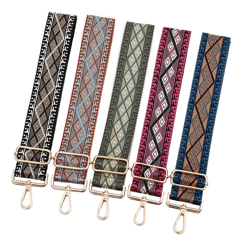 Tracolla Larga Regolabile Sostitutiva per Borsa Motivo a Rombi Geometrici Etnica Jacquard Tracolla Intrecciata per Borse da Donna