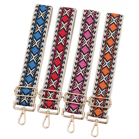 Tracolla per Borsa in Tessuto Jacquard Geometrico Etnico Bohemien Tracolla di Ricambio Regolabile Larga Accessori per Borse da Donna