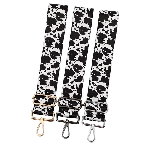 Verstelbare Koeienprint Brede Tasriem Vervanging Polyester Schouder Crossbody Tas Riem Met Metalen Gespen Voor Dames Accessoires