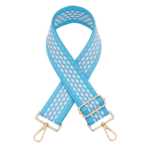 Tracolla Larga Regolabile in Jacquard Poliestere Cinghia di Ricambio Etnica Geometrica Con Fibbia in Metallo per Donna