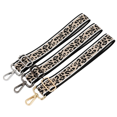 Verstellbarer Taschenriemen Leopard Druck Ersatz Breiter Schulter Crossbody Jacquard Polyester Riemen Mit Metallschnalle Für Damen