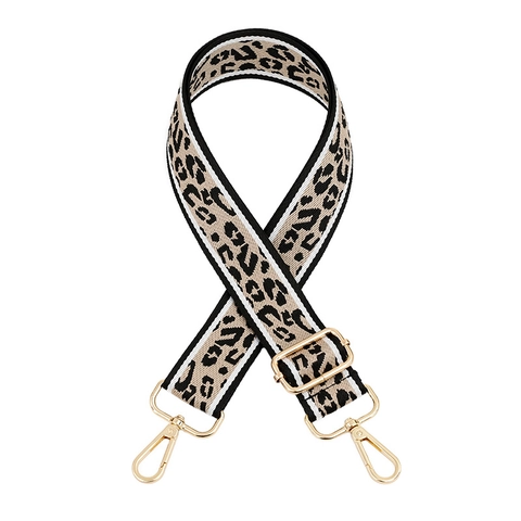 Verstellbarer Taschenriemen Leopard Druck Ersatz Breiter Schulter Crossbody Jacquard Polyester Riemen Mit Metallschnalle Für Damen