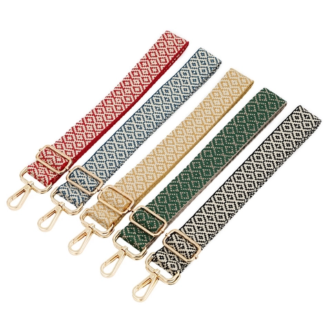 Tracolla Larga Regolabile per Borsa in Tessuto Jacquard Geometrico Bohémien Tracolla in Poliestere per Borsa a Tracolla con Fibbie in Metallo Cinturino di Ricambio