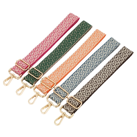 Tracolla Larga Regolabile per Borsa in Tessuto Jacquard Geometrico Bohémien Tracolla in Poliestere per Borsa a Tracolla con Fibbie in Metallo Cinturino di Ricambio