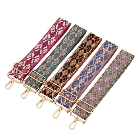 Damen Verstellbar Ethno Geometrischer Jacquard Breiter Taschengurt Polyester Ersatz Schultergurt Mit Metallschnalle Für Taschen