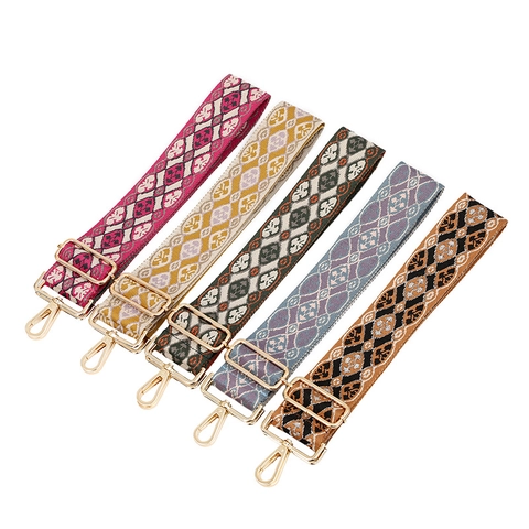 Damen Verstellbar Ethno Geometrischer Jacquard Breiter Taschengurt Polyester Ersatz Schultergurt Mit Metallschnalle Für Taschen