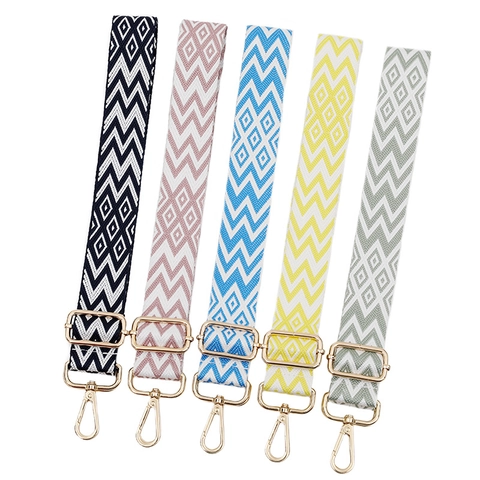 Ethnic Jacquard Adjustable Bag Strap Polyester Geometric Rhombus Pattern Replacement Shoulder Strap For Handbags Crossbody Bags
