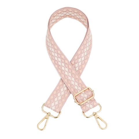 Tracolla Larga Intrecciata Regolabile da Donna Rosa Bianco Motivo a Rombi Cinghia di Ricambio a Tracolla in Fettuccia di Poliestere