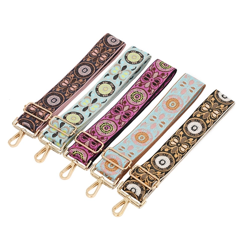 Ethnic Jacquard Wide Bag Shoulder Strap Replacement Adjustable Polyester Strap For Crossbody Bags Women Accessory