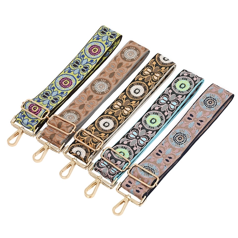 Ethnic Jacquard Wide Bag Shoulder Strap Replacement Adjustable Polyester Strap For Crossbody Bags Women Accessory