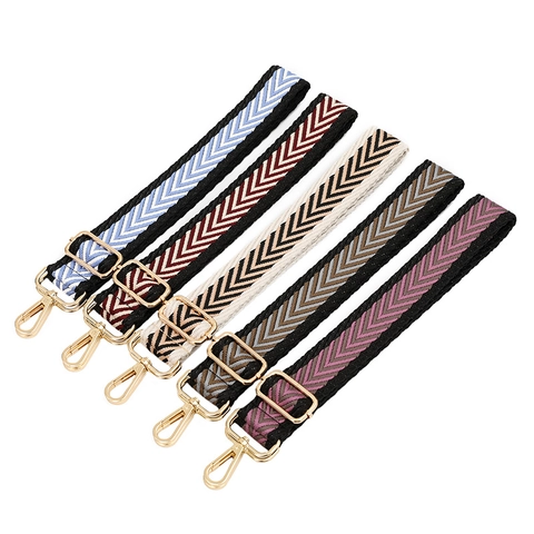 Verstellbarer Breiter Taschengurt Ersatz Fischgrätenmuster Jacquard Gewebter Schultergurt Für Damen Handtaschen Zubehör Goldene Schnalle