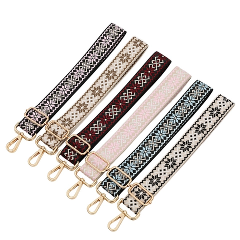 Ethnic Style Geometric Jacquard Bag Strap Adjustable Polyester Replacement Shoulder Strap For Crossbody Bag Handbag Women Accessory
