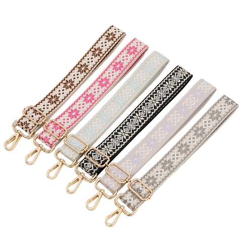 Ethnic Style Geometric Jacquard Bag Strap Adjustable Polyester Replacement Shoulder Strap For Crossbody Bag Handbag Women Accessory