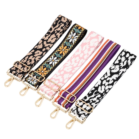 Verstellbarer Breiter Taschengurt Leopardenmuster Ethno-Stil Polyester Gewebter Schultergurt Für Umhängetasche Handtasche Ersatz