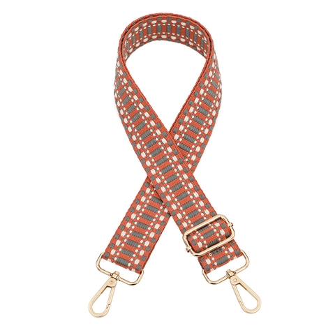 Bandoulière Tissée pour Femmes Réglable Remplacement Colorée Avec Boucle en Métal Motif Géométrique Ceinture de Sac en Polyester