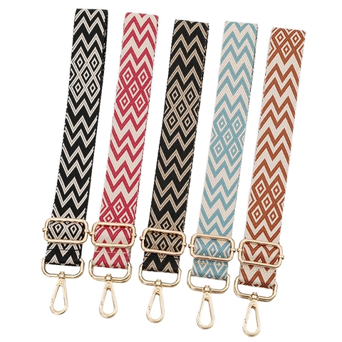 Tracolla per Borsa in Jacquard Regolabile Ricambio Tracolla Larga per Donna Motivo Geometrico Stile Etnico Accessorio per Borsa