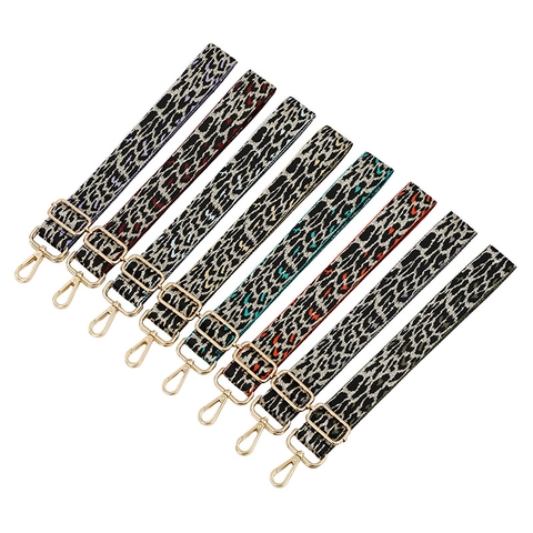 Adjustable Leopard Print Replacement Bag Strap Wide Polyester Shoulder Belt With Metal Buckles For Handbags Crossbody Bags