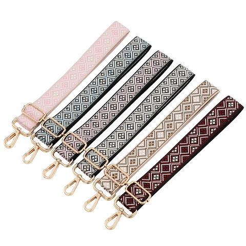 Adjustable Ethnic Jacquard Woven Bag Strap Replacement Polyester Geometric Rhombus Shoulder Strap For Women Handbag Accessories