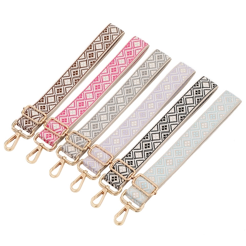 Adjustable Ethnic Jacquard Woven Bag Strap Replacement Polyester Geometric Rhombus Shoulder Strap For Women Handbag Accessories