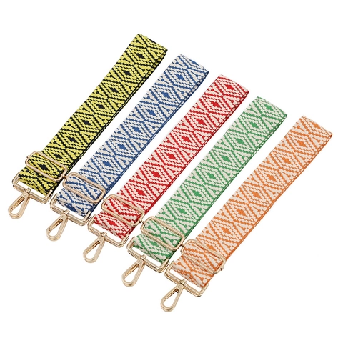 Tracolla Regolabile Larga Cinturino per Borsa in Jacquard di Poliestere con Motivo a Diamante Geometrico Sostituzione Tracolla Fibbia Dorata Accessori Donna