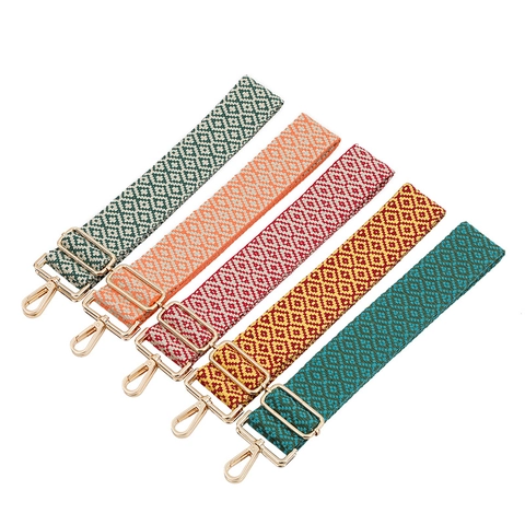 Verstelbare Geweven Geometrische Etnische Tasriem Voor Dames Brede Vervangende Schouderband Crossbody Handtas Accessoire Polyester