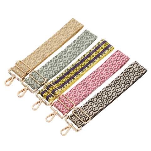 Verstelbare Geweven Geometrische Etnische Tasriem Voor Dames Brede Vervangende Schouderband Crossbody Handtas Accessoire Polyester
