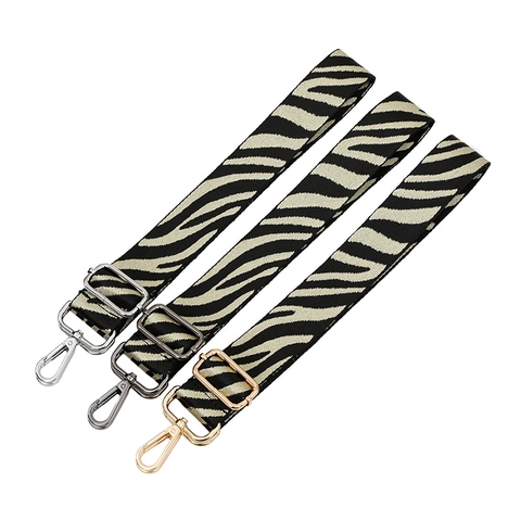 Bandoulière de Sac à Imprimé Zèbre Réglable de Remplacement en Polyester Tissé Large Avec Boucle en Alliage