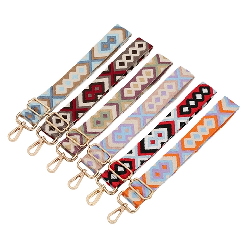 Tracolla di Ricambio Larga Regolabile con Motivo a Rombi Geometrici Etnici Tracolla in Poliestere Multicolore per Accessori Borsa a Tracolla Donna