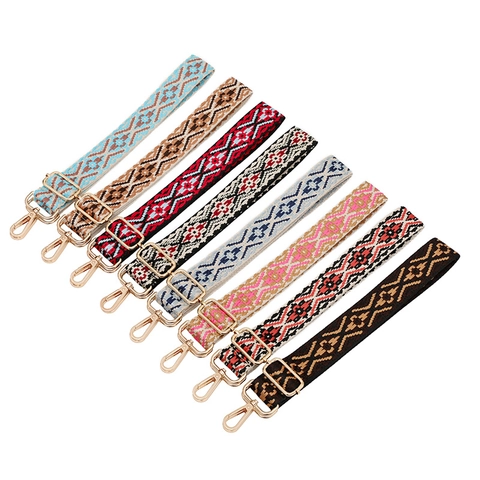 Bohemian Ethnic Style Adjustable Polyester Bag Strap Replacement Wide Jacquard Shoulder Strap For Handbags Crossbody Bag Accessories