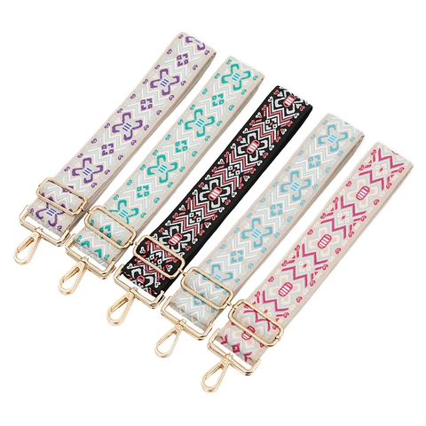 Tracolla Larga per Borsa Regolabile Stile Etnico Bohemienne Motivo Geometrico Tessuto Tracolla di Ricambio per Borse Donna Poliestere
